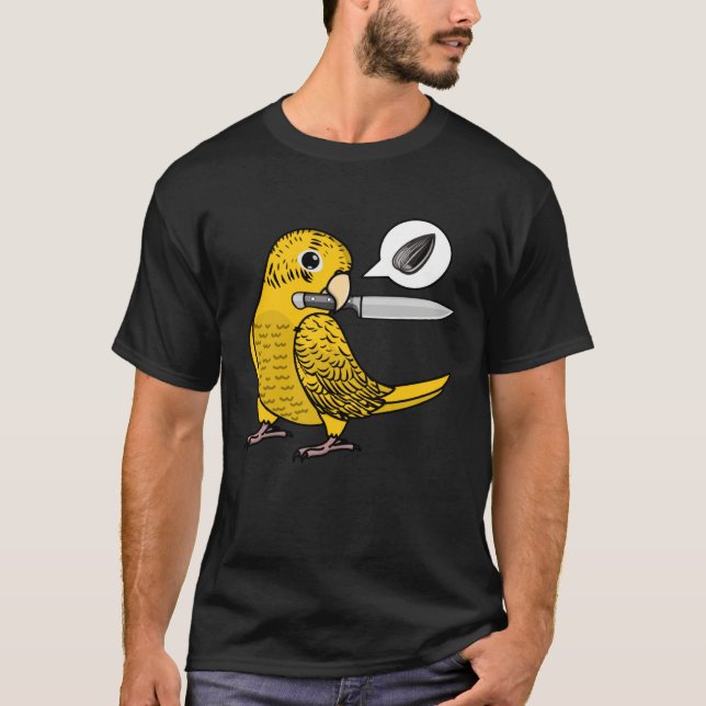 Knife Parrot Wants Seeds I Yellow Lutino Budgie Bu T Shirt (Framsida)