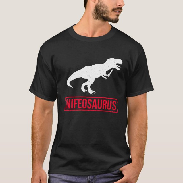 Knifosaurus Knifeaholic Knife Collector Knife Coll T Shirt (Framsida)