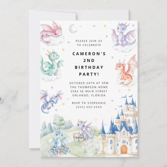 Knight and Dragon Royal Medieval Boy Birthday Inbjudningar (Framsida)