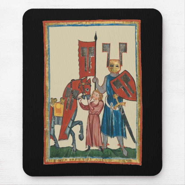 Knight and Squire, 14:e århundradets medeltida kon Musmatta (Framsidan)