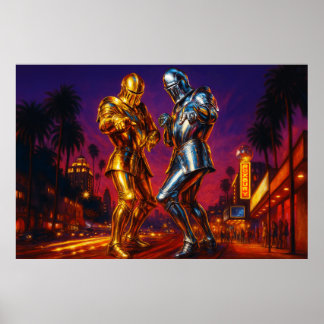 Knight at at Roxbury - Golden and Silver Disco Ar Poster