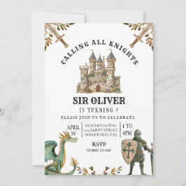Knight Birthday-inbjudan, Dragon-inbjudan Inbjudningar