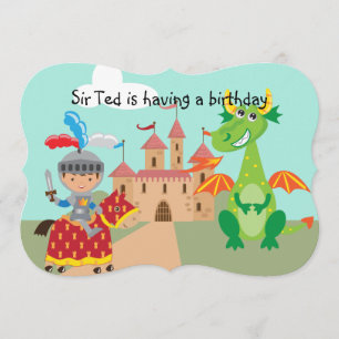 Knight Castle och Dragon Birthday Inbjudan