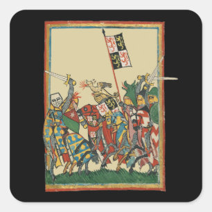Knight Charging, 14:e århundradets Codex Manesse Fyrkantigt Klistermärke