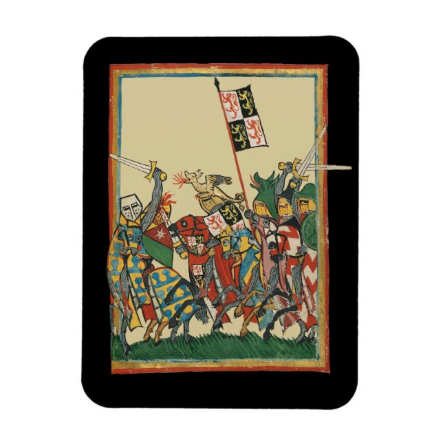 Knight Charging, 14:e århundradets Codex Manesse Magnet (Vertikal)