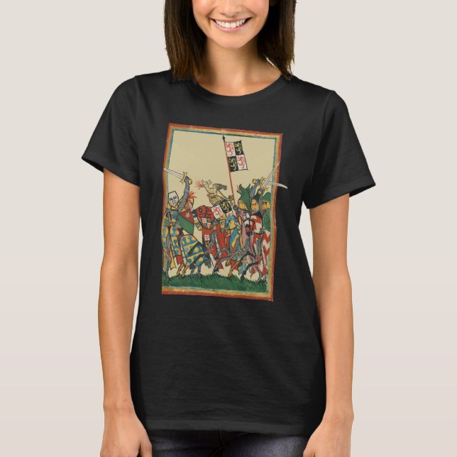 Knight Charging, 14:e århundradets Codex Manesse T Shirt (Framsida)