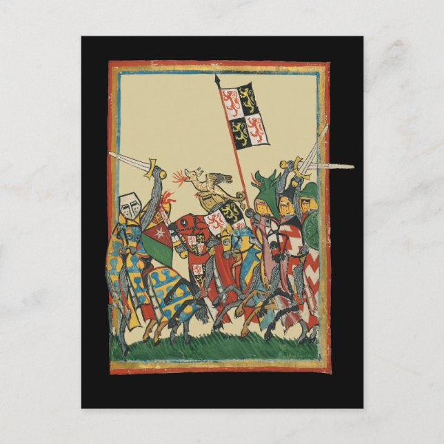Knight Charging, 14:e århundradets Codex Manesse Vykort (Framsida)