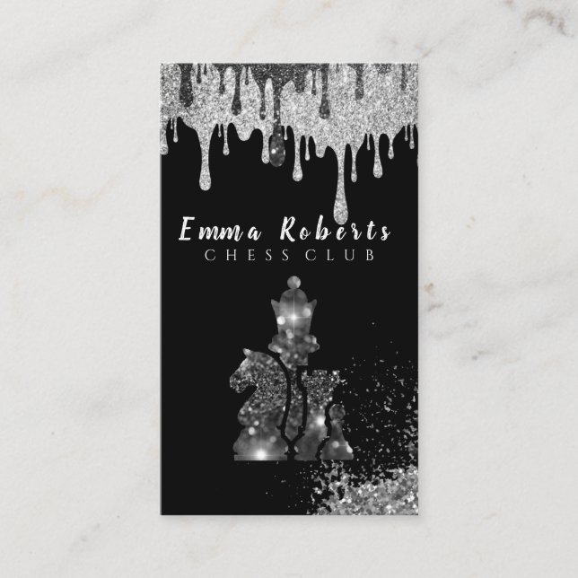Knight Chess Biet - Faux Silver Foil  Visitkort (Framsida)