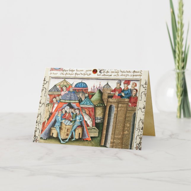 Knight Cifar Watches the Enemy Camp Play Chess   Helgkort (Framsida)