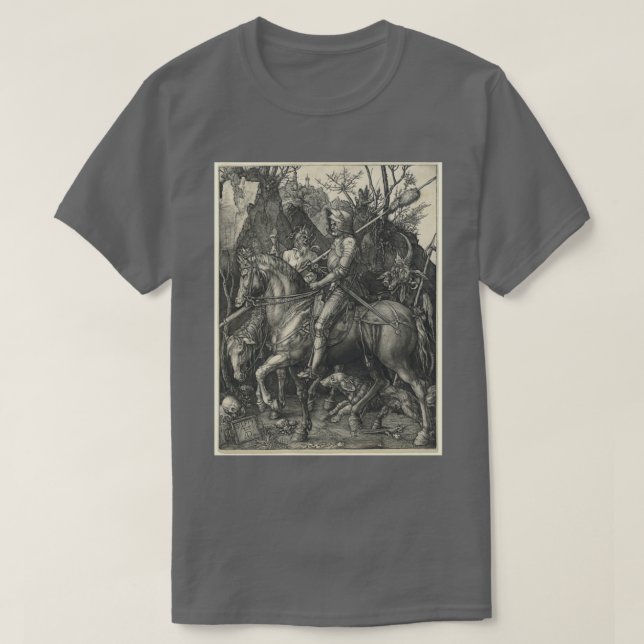 Knight Death and Djävulen 1513 av Albrecht Drer T Shirt (Design framsida)
