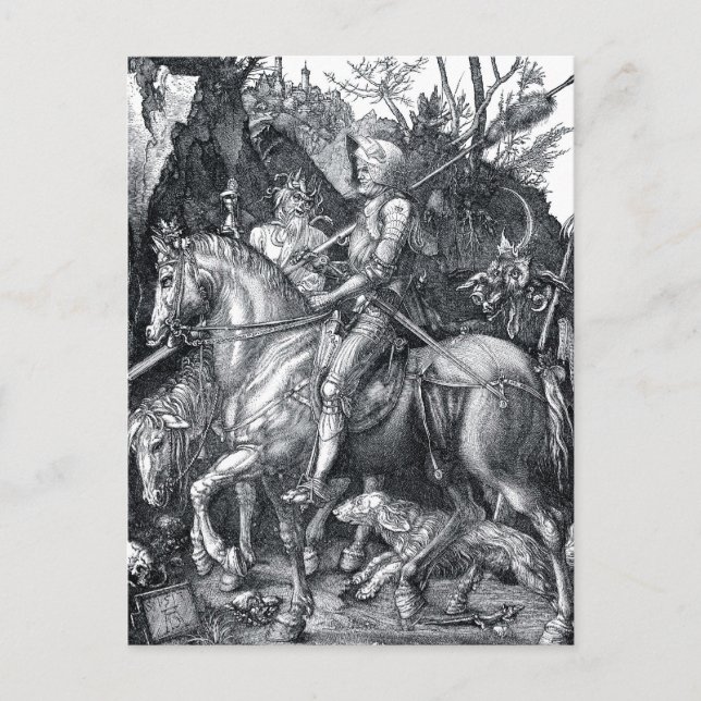 Knight, Death and Djävulen - Albrecht Dürer Vykort (Framsida)