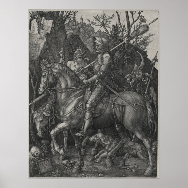 Knight, Death and Djävulen by Albrecht Durer Poster (Framsidan)