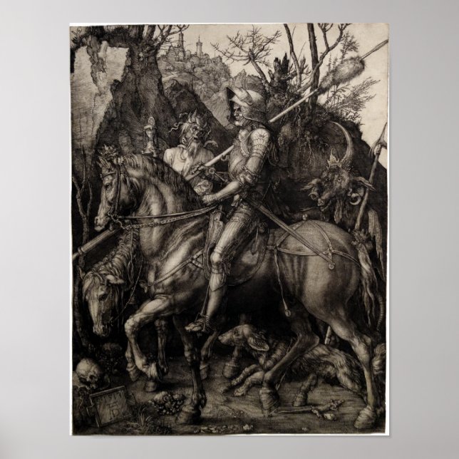 Knight, Death and Djävulen by Albrecht Durer Poster (Framsidan)