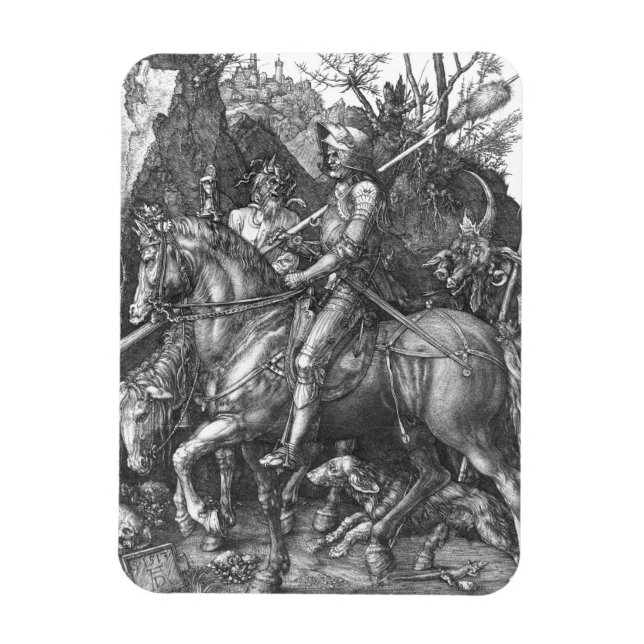 Knight, Death and the Djävulen, 1513 (engrave) Magnet (Vertikal)