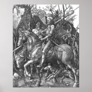 Knight, Death and the Djävulen, 1513 (engrave) Poster