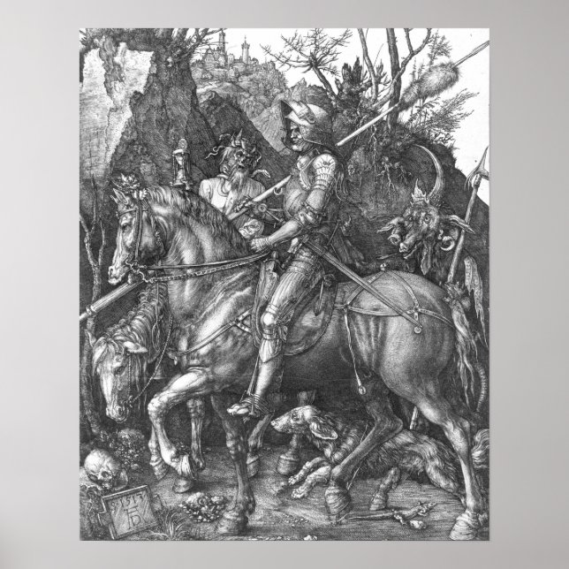 Knight, Death and the Djävulen, 1513 (engrave) Poster (Framsidan)