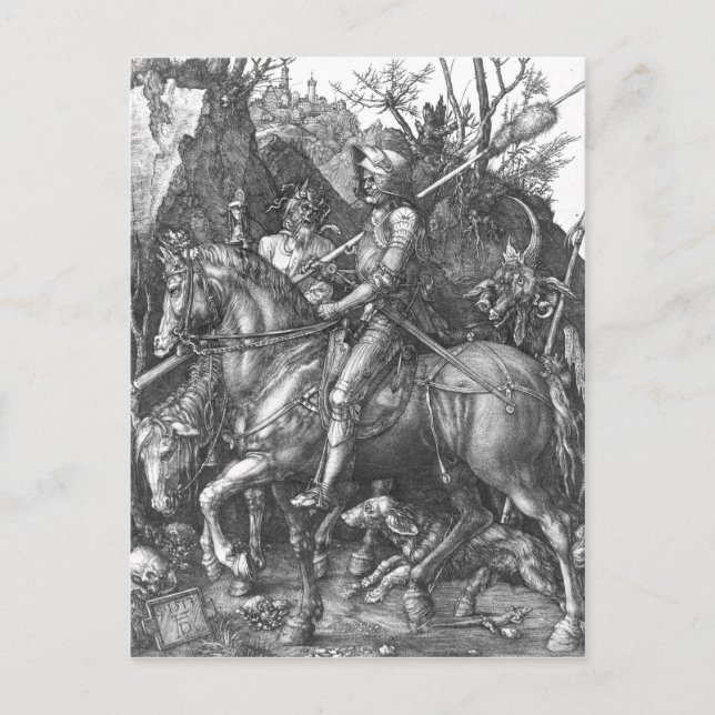 Knight, Death and the Djävulen, 1513 (engrave) Vykort (Framsida)