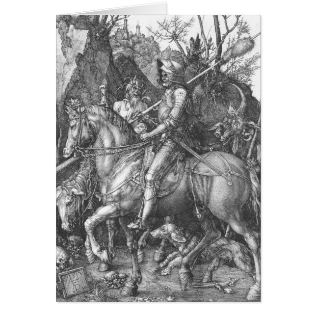"Knight, Death and the Djävulen" Hälsningskort (Framsidan)