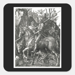 Knight, Death & the Djävulen - Albrecht Dürer c. 1 Fyrkantigt Klistermärke