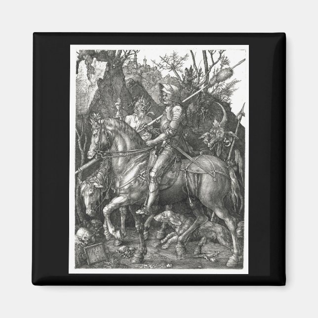 Knight, Death & the Djävulen - Albrecht Dürer c. 1 Magnet (Framsidan)
