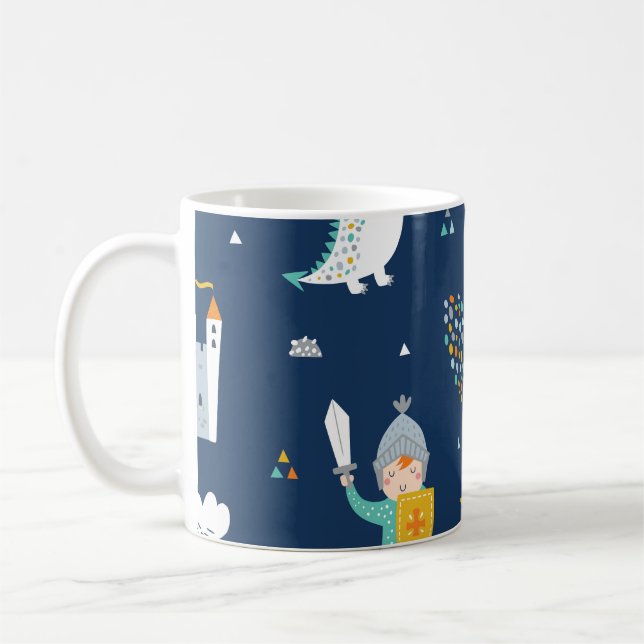 Knight Dragon Castle Childisk Mönster Kaffemugg (Vänster)