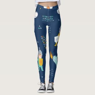 Knight Dragon Castle Childisk Mönster Leggings