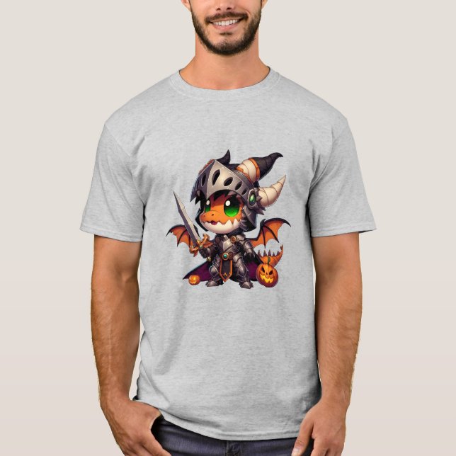 Knight Dragon Halloween T Shirt (Framsida)