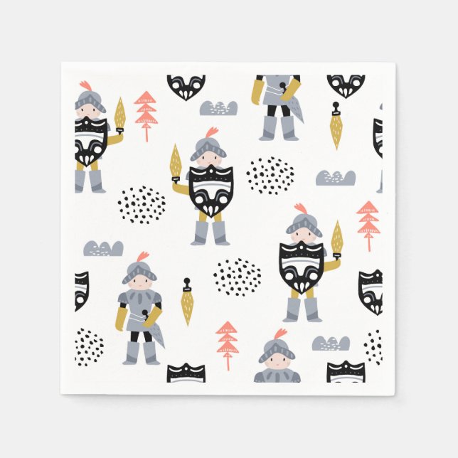 Knight & Dragons | Fairytale Födelsedagsfest Pappersservett (Framsidan)