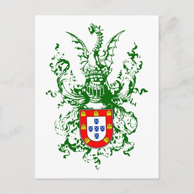 Knight, drake och portugisiska jackar om arm vykort (Framsida)