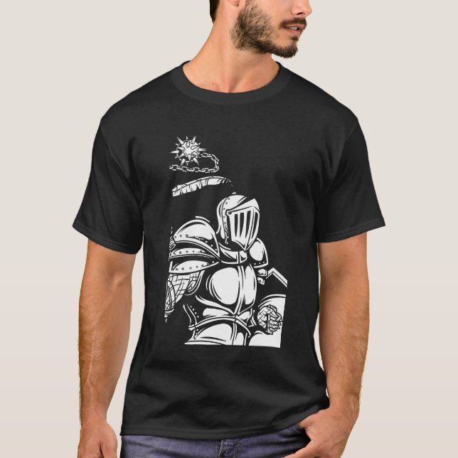 Knight Flail Modern Black Art Trendig T Shirt (Framsida)