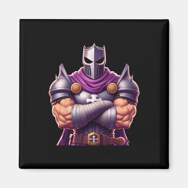 Knight Flexing Muscles Fläkt Älskare Bodybuilding  Magnet (Framsidan)