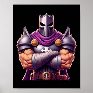 Knight Flexing Muscles Fläkt Älskare Bodybuilding Poster