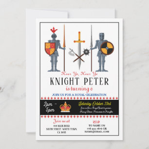 Knight Födelsedagsfest Medieval Inbjudan