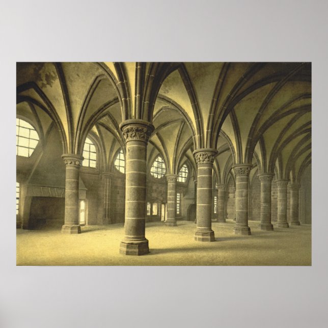 Knight Hall, Mont St. Michel, Frankrike Poster (Framsidan)