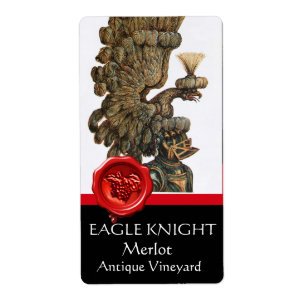 KNIGHT HELMET MED EGLE VINGAR RED VAX SEAL Vin Fraktsedel