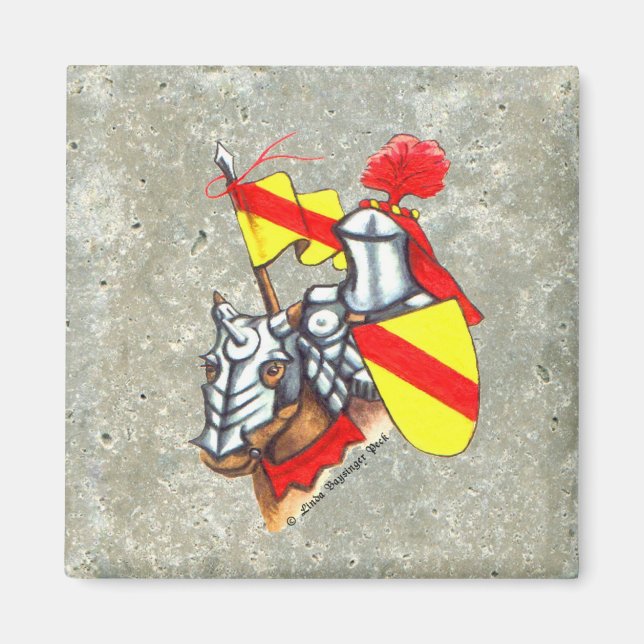 Knight Horse Faux Stone Magnet (Framsidan)
