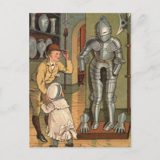 Knight i Armor Vintage Illustration Vykort