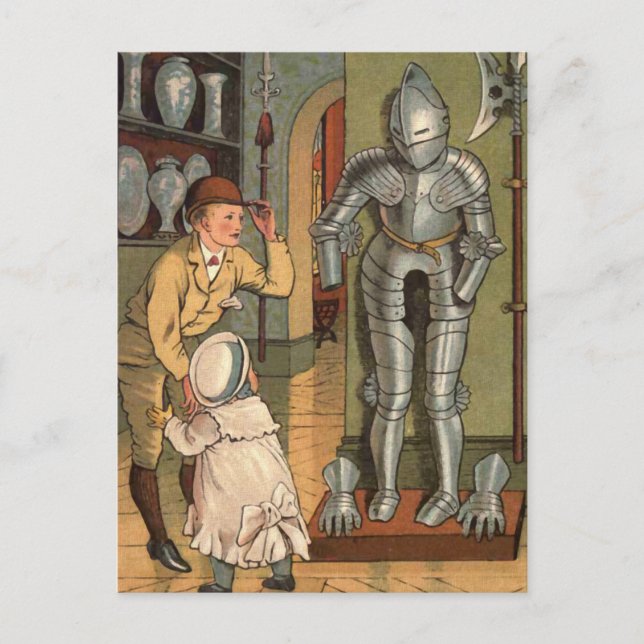 Knight i Armor Vintage Illustration Vykort (Framsida)