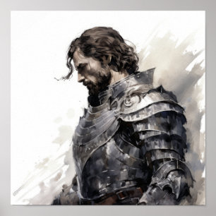 Knight i Black and White - Side View - Poster