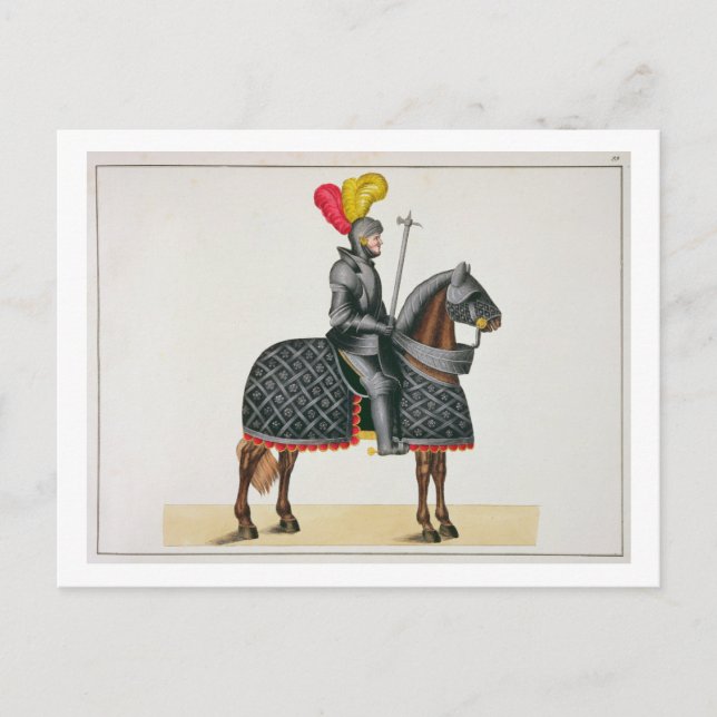Knight i pansar på hästen, plåt från A Histo Vykort (Framsida)