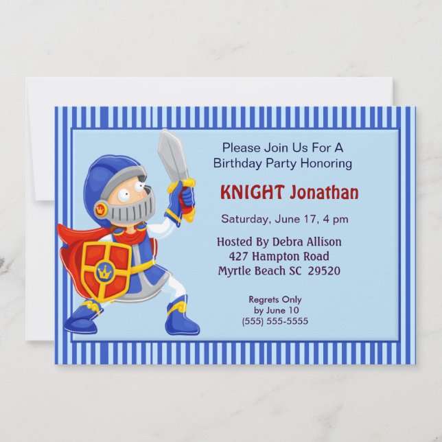 Knight in Armor Birthday bjudande Inbjudningar (Framsida)