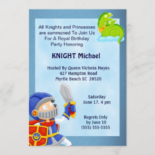 Knight in Armor Birthday bjudande Inbjudningar