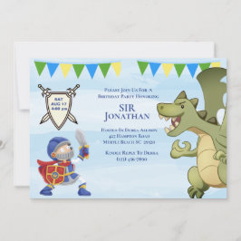 Knight in Armor Dragon Födelsedagsfest inbjudan