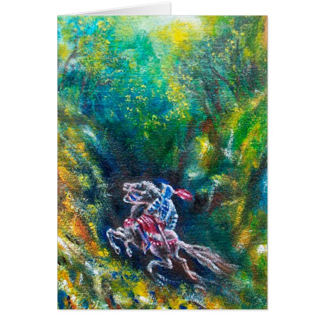 KNIGHT LANCELOT,HORSE RIDING IN GRÖNT SKOGE HÄLSNINGSKORT (Framsidan)
