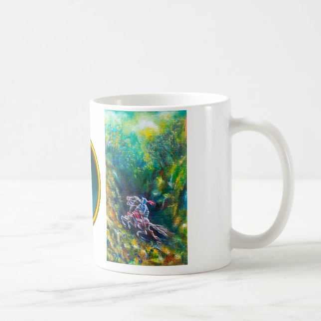 KNIGHT LANCELOT,HORSE RIDING IN GRÖNT SKOGE KAFFEMUGG (Höger)