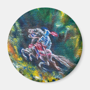 KNIGHT LANCELOT,HORSE RIDING IN GRÖNT SKOGE MAGNET