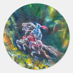 KNIGHT LANCELOT,HORSE RIDING IN GRÖNT SKOGE RUNT KLISTERMÄRKE