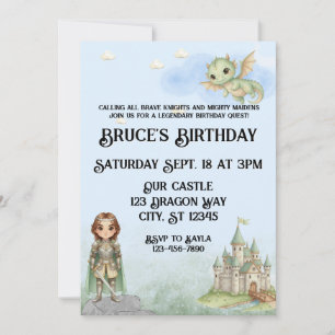 Knight, Maidens och Dragons Birthday Inbjudningar