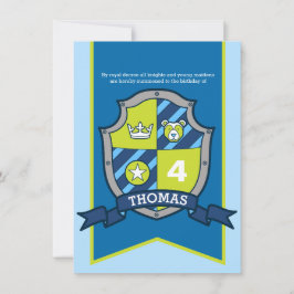 Knight medeltida sköld Barn i 4e födelsedagen inbj Inbjudningar