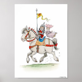 Knight- och Dam-kaniner på Horseback Print Poster